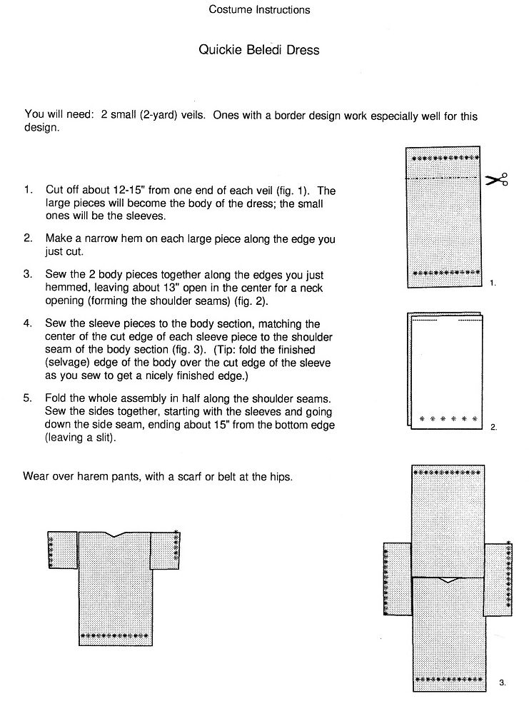 scan of instructions for T-dress