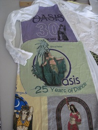 positioning patches on right front of robe