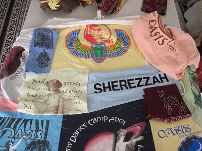 positioning patches on back of robe